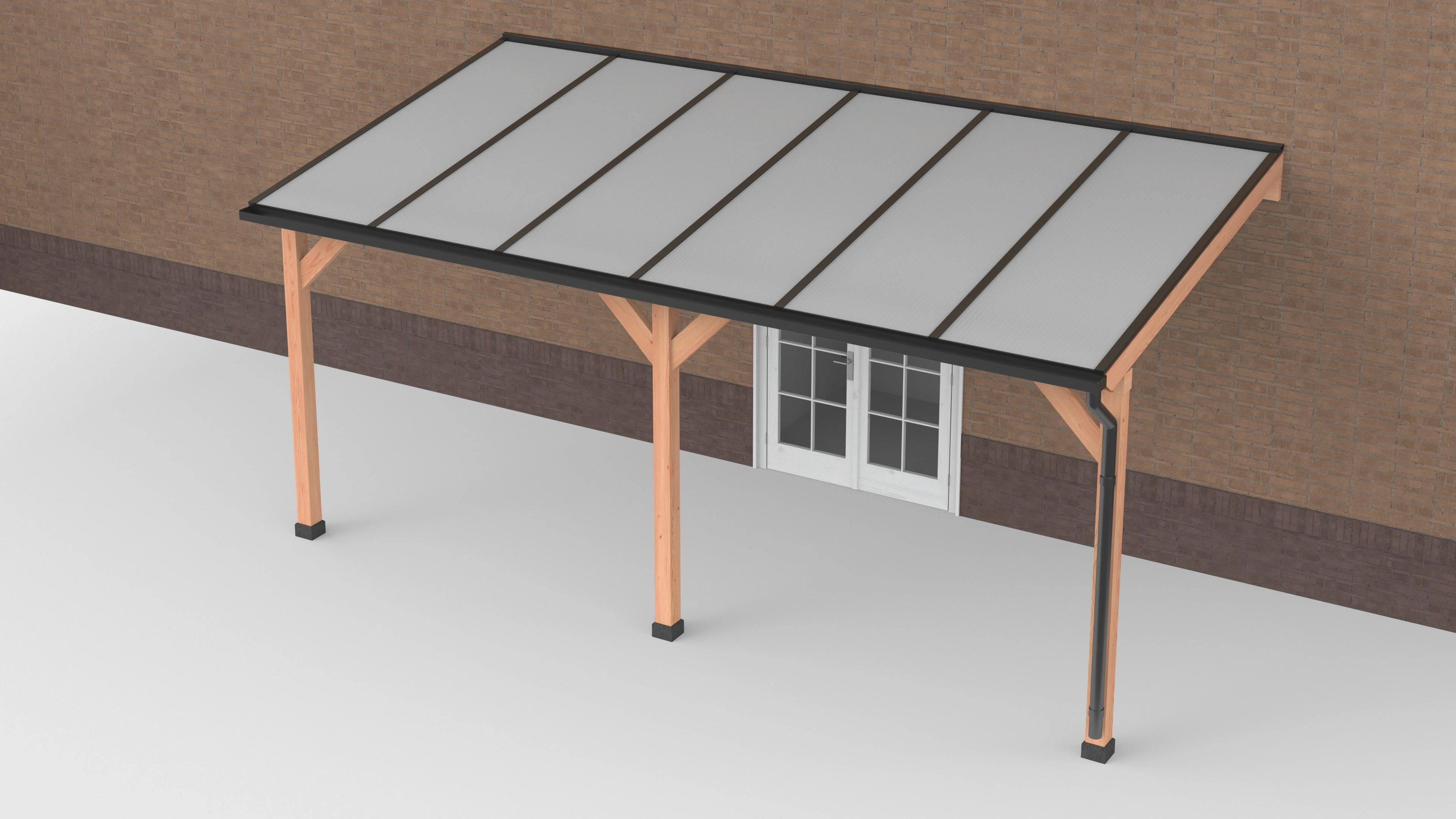 Douglas Terrasoverkapping Zwart Polycarbonaat Opaal Geschaafd 600 x 300 cm - Afbeelding 1